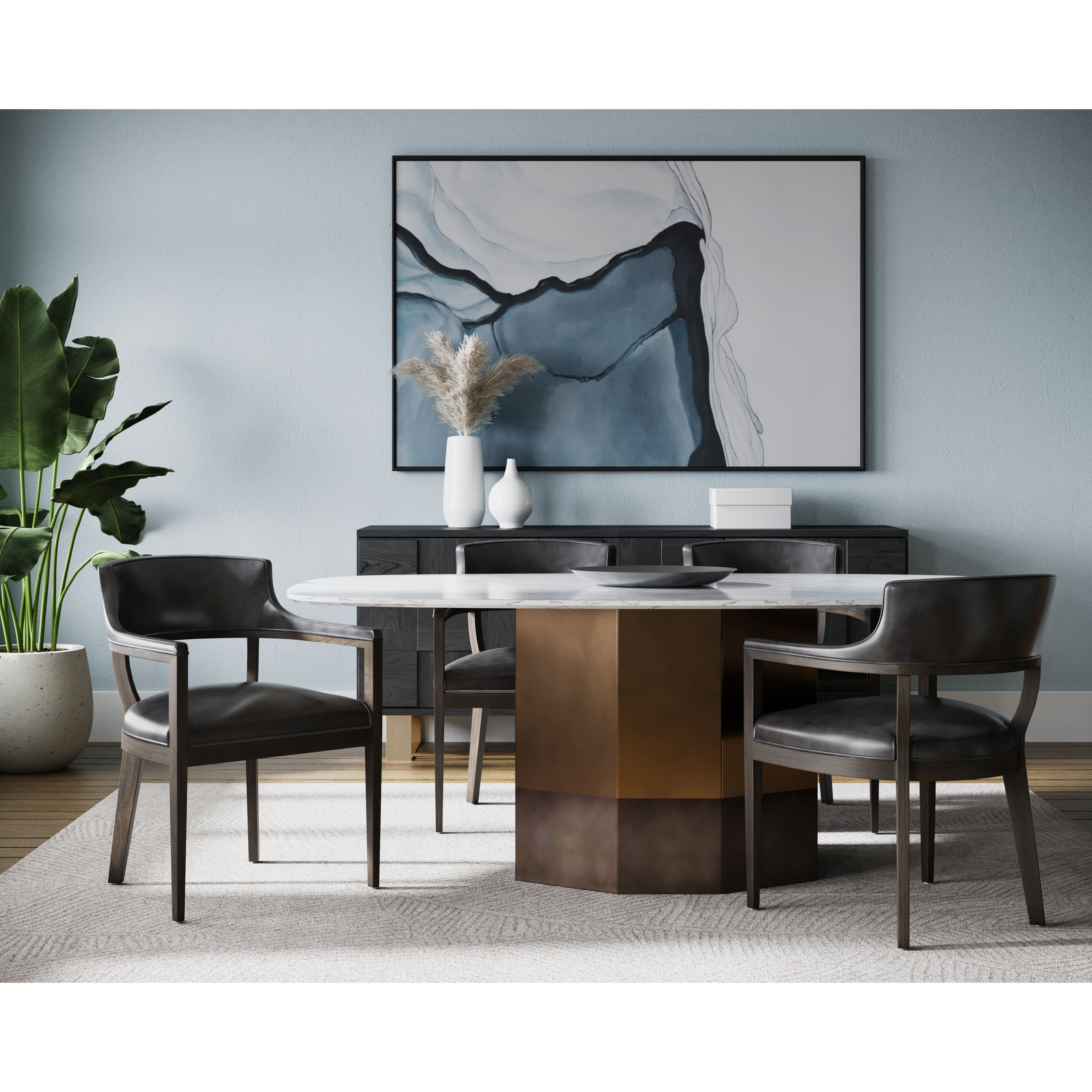 Brylea Brown / Brentwood Charcoal Leather Dining Armchair